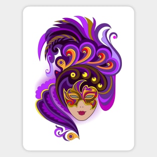 Witch in carnival mask Magnet